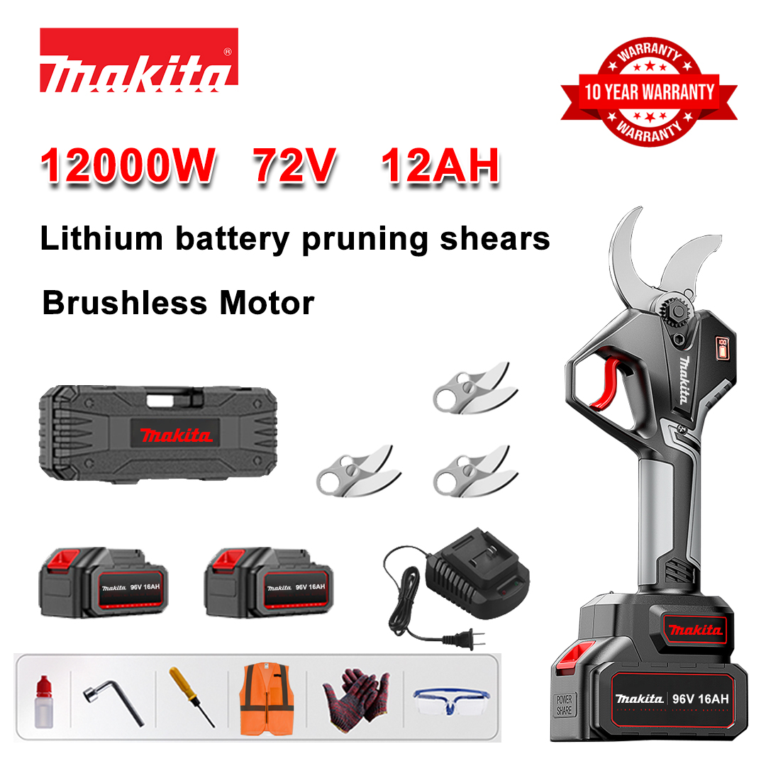 12000W kefe nélküli lítium akkumulátoros metszőolló + 78V12Ah akkumulátor*2+sk9 ötvözet penge*3+töltő+LED kijelző+szerszámdoboz+kenőolaj+szemüveg+10 év garancia
